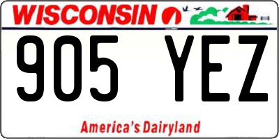 WI license plate 905YEZ