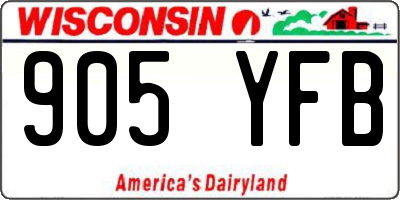 WI license plate 905YFB