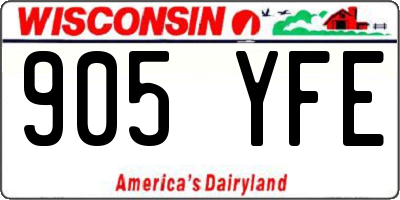 WI license plate 905YFE
