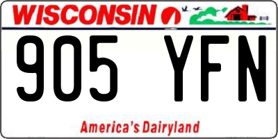 WI license plate 905YFN