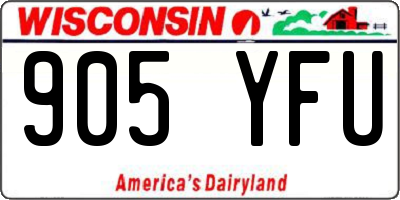 WI license plate 905YFU