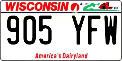WI license plate 905YFW