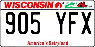 WI license plate 905YFX