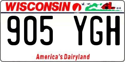 WI license plate 905YGH