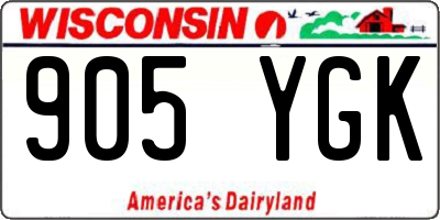 WI license plate 905YGK