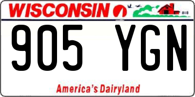 WI license plate 905YGN