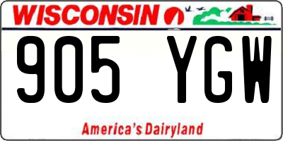 WI license plate 905YGW