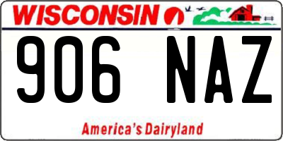WI license plate 906NAZ