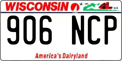 WI license plate 906NCP