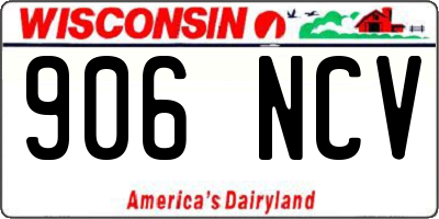 WI license plate 906NCV
