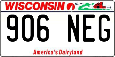 WI license plate 906NEG