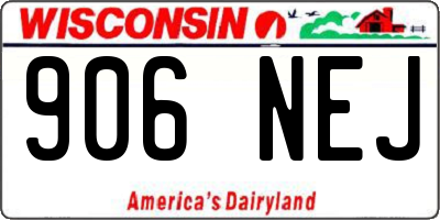 WI license plate 906NEJ