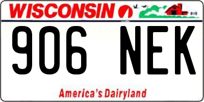 WI license plate 906NEK