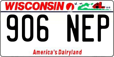 WI license plate 906NEP