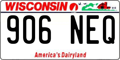 WI license plate 906NEQ