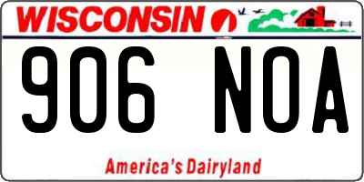 WI license plate 906NOA