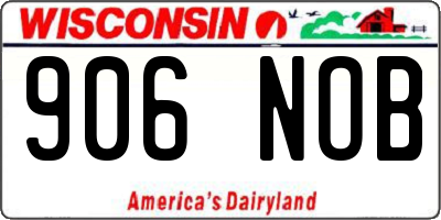 WI license plate 906NOB
