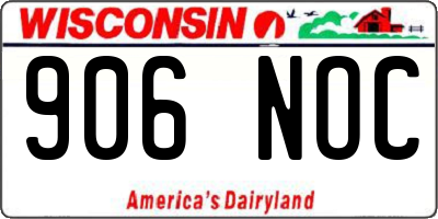WI license plate 906NOC