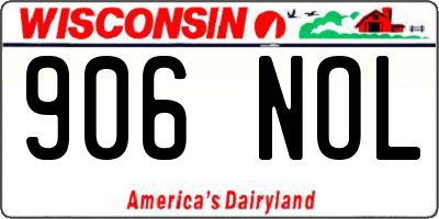 WI license plate 906NOL