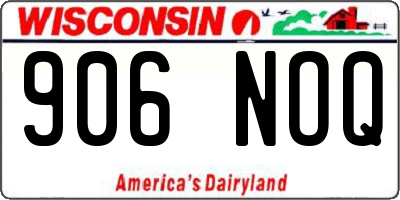 WI license plate 906NOQ