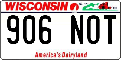 WI license plate 906NOT