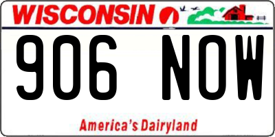 WI license plate 906NOW