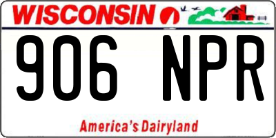 WI license plate 906NPR
