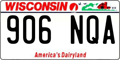 WI license plate 906NQA