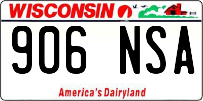 WI license plate 906NSA
