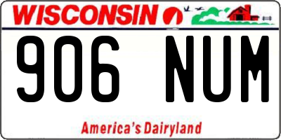 WI license plate 906NUM