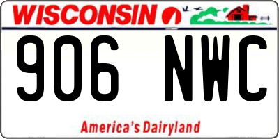 WI license plate 906NWC