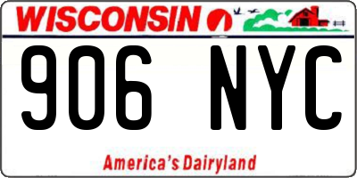 WI license plate 906NYC