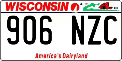 WI license plate 906NZC