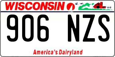 WI license plate 906NZS