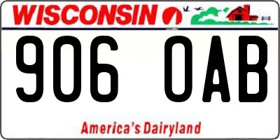 WI license plate 906OAB