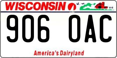 WI license plate 906OAC