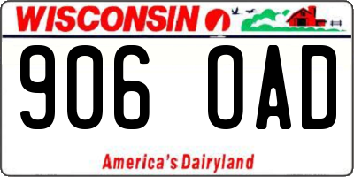 WI license plate 906OAD