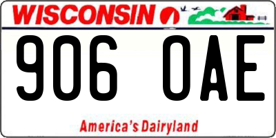 WI license plate 906OAE