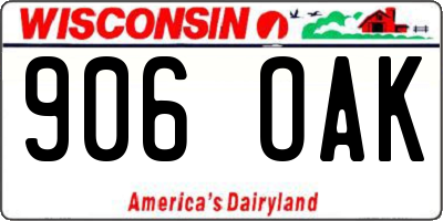 WI license plate 906OAK