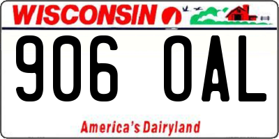WI license plate 906OAL