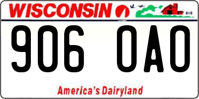 WI license plate 906OAO
