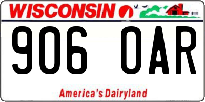 WI license plate 906OAR