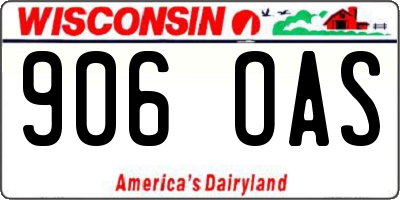 WI license plate 906OAS