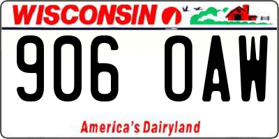 WI license plate 906OAW