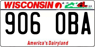WI license plate 906OBA