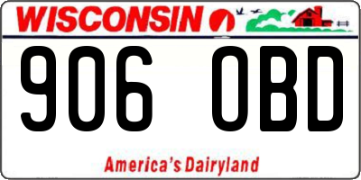 WI license plate 906OBD
