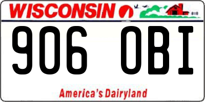 WI license plate 906OBI