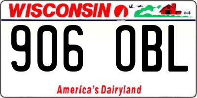 WI license plate 906OBL