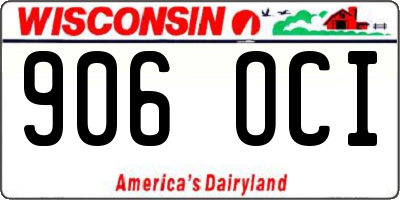 WI license plate 906OCI
