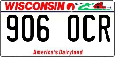 WI license plate 906OCR